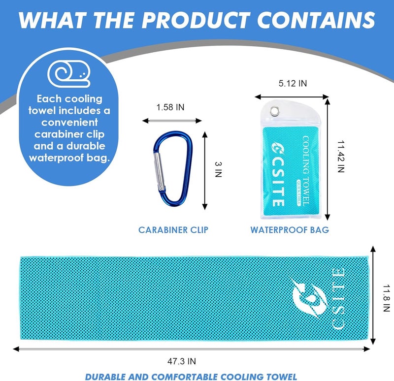 CASITE Cooling Towels for Neck and Face - 4 Pack 47x12 Inch Ice Cold Microfiber Towels, Soft & Breathable Cooling Towel for Hot Weather, Sports, Yoga, Workout, Running, Golf, Camping - Image 4